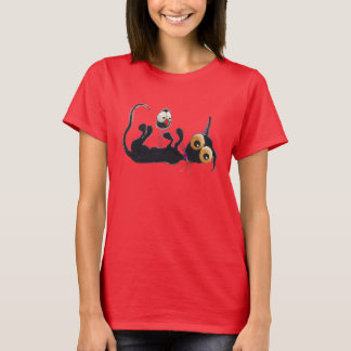Den Stressie katten ger sig upp på kråkan Tee Shirt