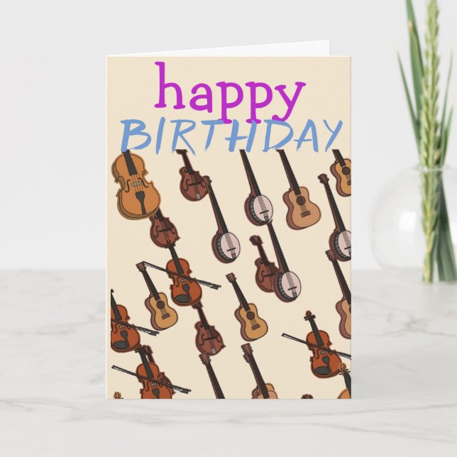 Den stringed musiker instrumenterar födelsedag kort (Framsida)