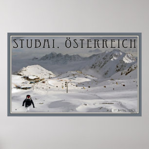 Den Stubai glaciären skidar område Poster