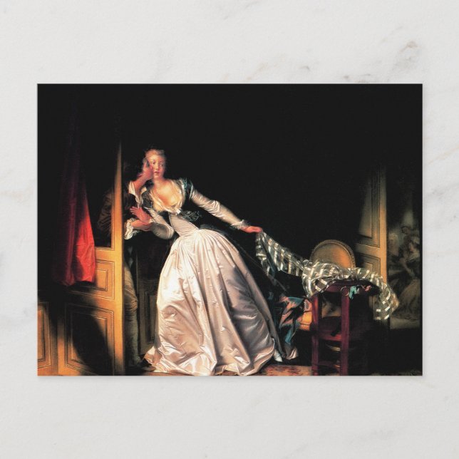 Den stulna kyssen av Jean-Honore Fragonard Vykort (Framsida)