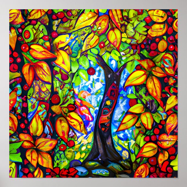 Den surreala digitala konsten i Apple Träd Poster (Framsidan)