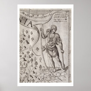 Den Susquehannock krigare, specificerar från kart Poster