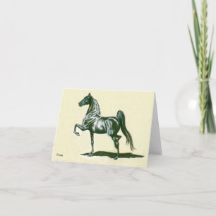 Den svart amerikanSaddlebred hästen noterar kortet Kort