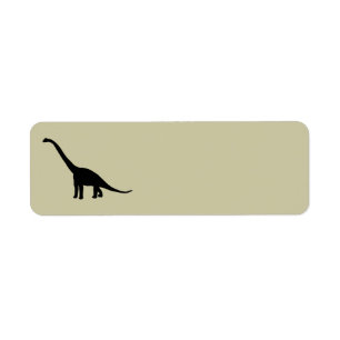 Den svart Brontosaurusdinosauren skuggar Dino Returadress Etikett