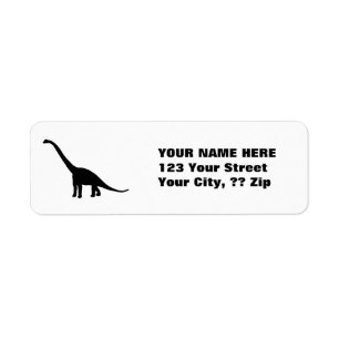 Den svart dinosauren för Brontosaurus skuggar Returadress Etikett