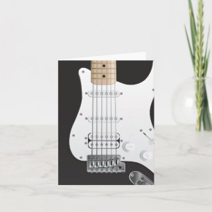 Den svart elektriska gitarren noterar kortdesign kort