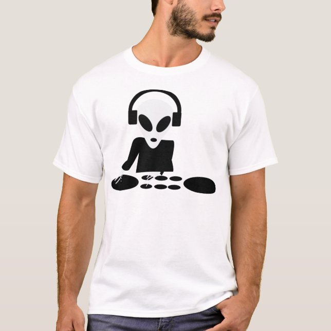 den svart främmande vänden bordlägger dj-symbolen tee shirt (Framsida)