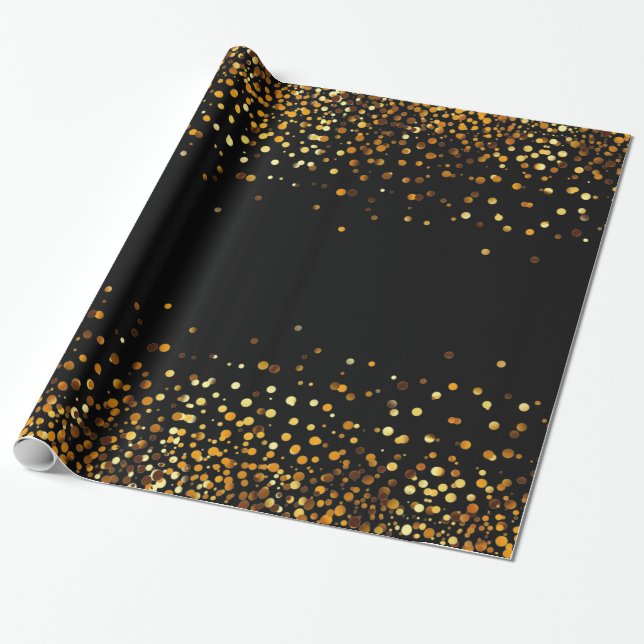 Den svart guld- glitterkonfettifauxen omkullkastar presentpapper (Utrullad)