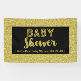Den svart guld- glittertryckbaby shower