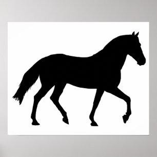 Den svart hästen för hästSilhouetteponnyn skugg Poster