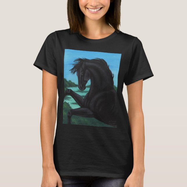 "Den svart" hästsamlingen Tee Shirt (Framsida)