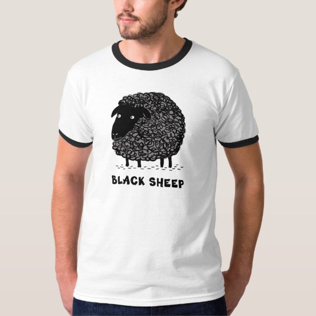 Den svart kalla Wooly fårtecknaden för får | T-shirt (Framsida)
