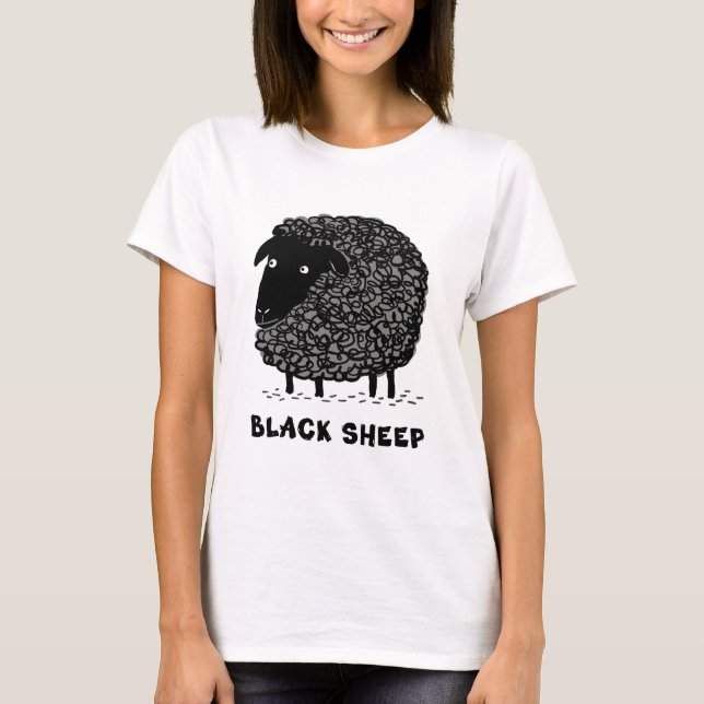Den svart kalla Wooly fårtecknaden för får | T-shirt (Framsida)