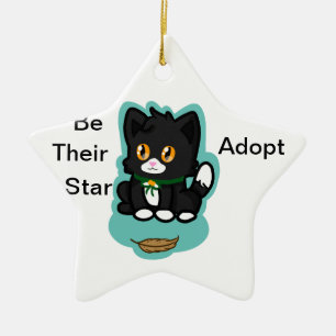 Den svart katten adopterar julgransprydnad keramik