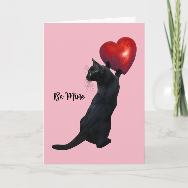 Den svart katten är det min valentin dagkortet helgkort (Framsida)