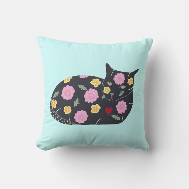 Den svart katten blommar växter som katter kan äta kudde (Framsida)