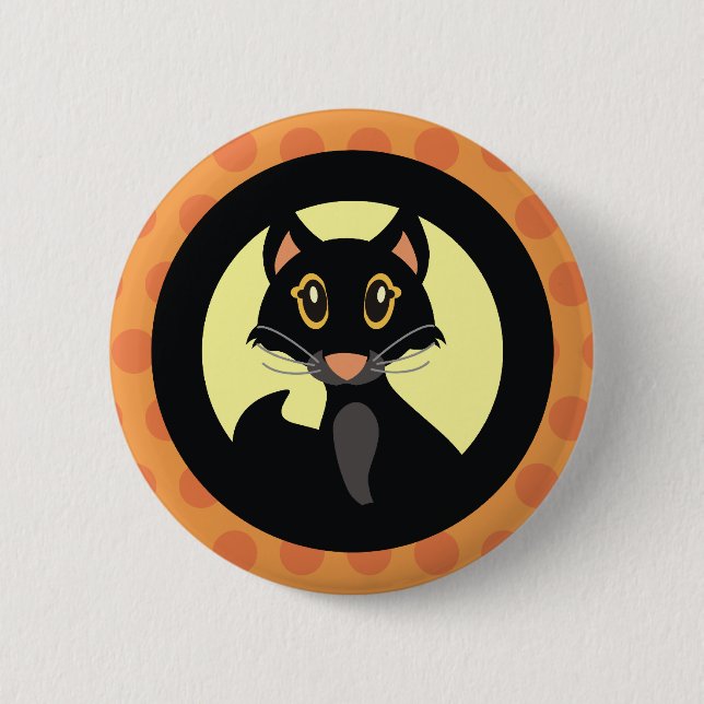 Den svart katten Halloween knäppas klämmer fast Knapp (Framsida)