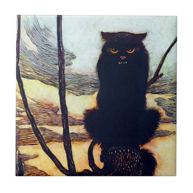 Den svart katten kakelplatta (Framsidan)