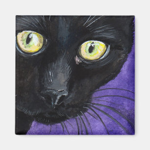 Den svart katten med gult synar illustrationen magnet