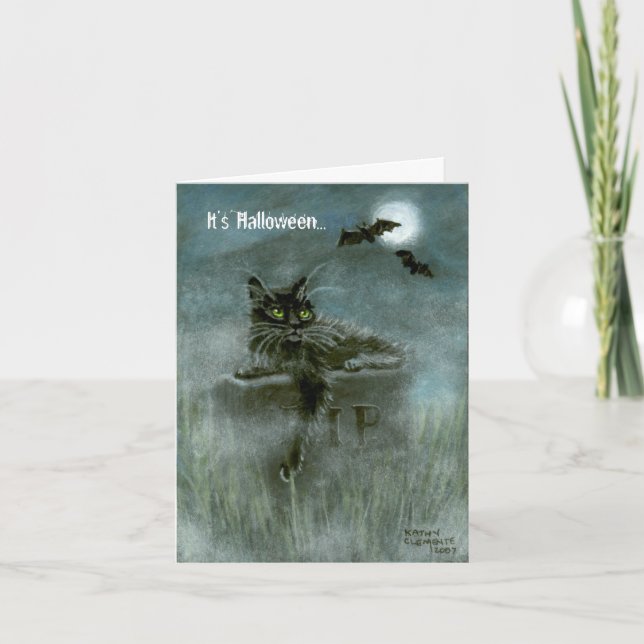 Den svart katten som kyrkogården slår till månen, kort (Framsida)