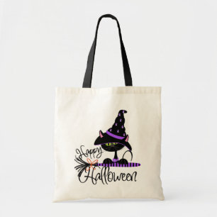 Den svart kattHalloween bus eller godis hänger l Tygkasse