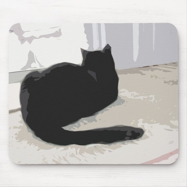 Den svart kattmusen vadderar musmatta (Framsidan)