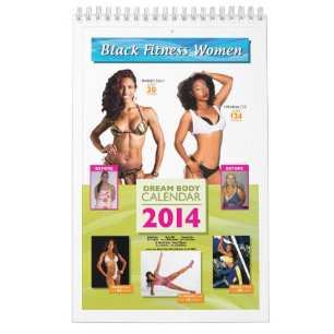 Den svart konditionkvinnadrömmen förkroppsligar kalender