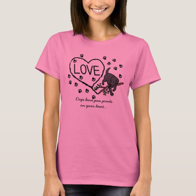 Den svart Labrador sanden märker tecknaden T Shirt (Framsida)