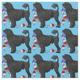 Den svart lejona portugisiska vattenhunden med tyg