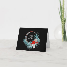 Den svart Monogrammed kranhelgdag noterar kortet Kort