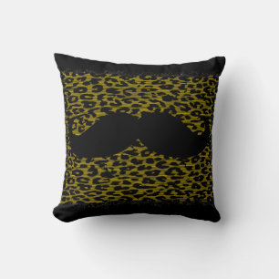 Den svart mustaschen på Leopard flår Kudde