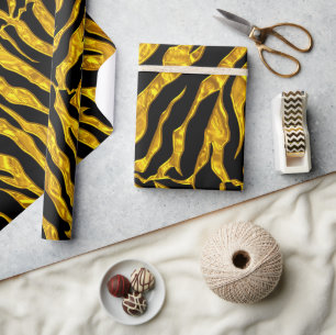 Den svart och guld- tigern görar randig det djura presentpapper