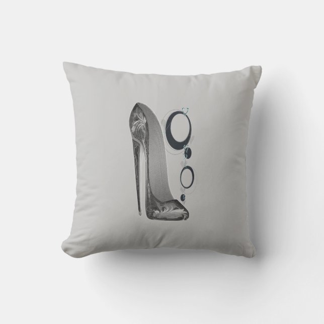 Den svart och silvergrå färgstiletten och Bangles Kudde (Framsida)