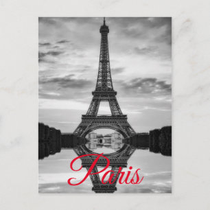 Den svart Paris för det vitEiffel torn europén Vykort