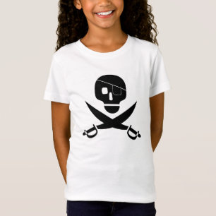 Den svart piratskallen med ögat lappar och korsar t-shirt