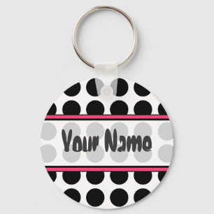 Den svart polkaen pricker Keychain Nyckelring