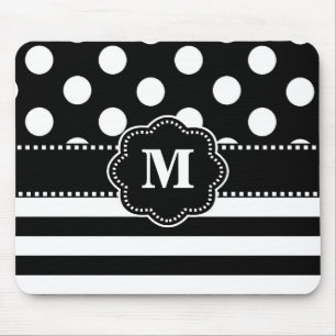 Den svart randen pricker Monogrammusblocket Musmatta