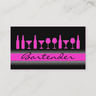 Den svart rosa bartenderen dricker visitkorten visitkort