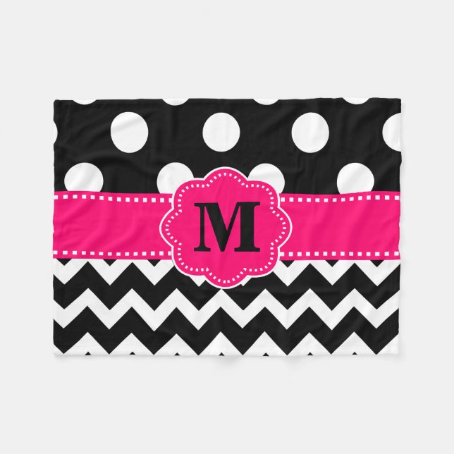 Den svart rosa sparren pricker Monogramfilten Fleecefilt (Framsidan (Horisontell))