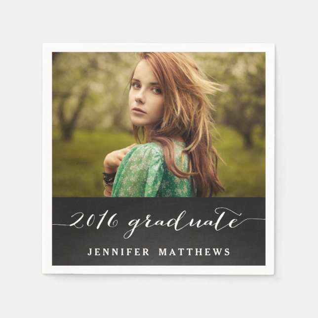 Den svart tavlan skrivar fotostudentfesten 2016 pappersservett (Framsidan)