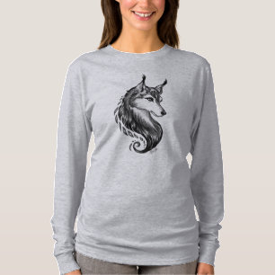 Den svart vithand plockadevargen knuffar av tee shirt