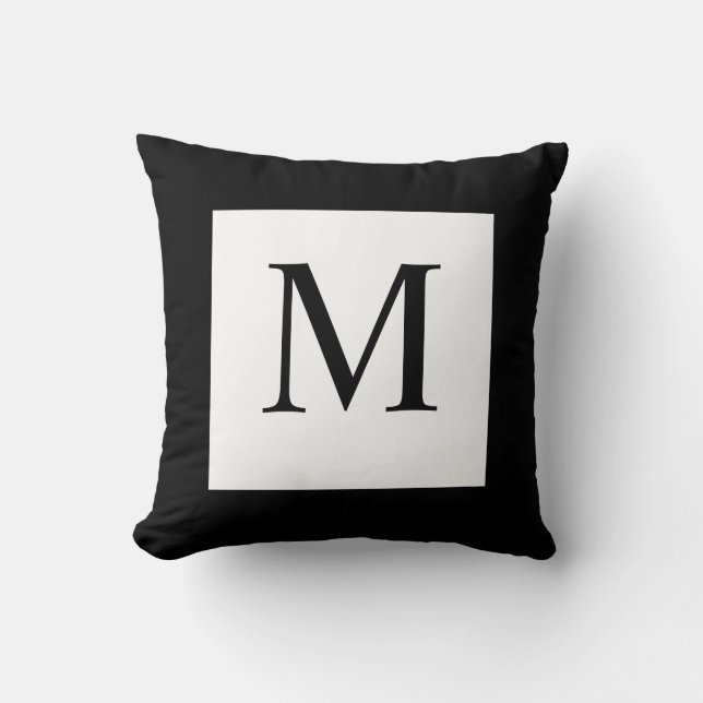 Den svart vitmonogramen kudder kudde (Framsida)