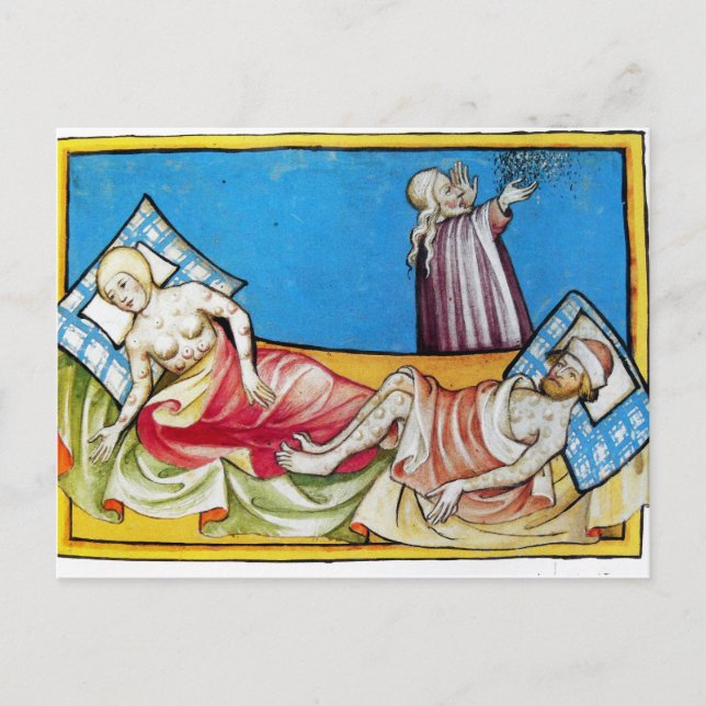 Den svarta döden från Toggenburgbibeln 1411 Vykort (Framsida)