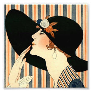 “Den svarta hatten” Art Deco av George Barbier Fototryck