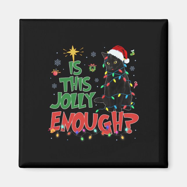 Den svarta katten God jul Träd L. Magnet (Framsidan)
