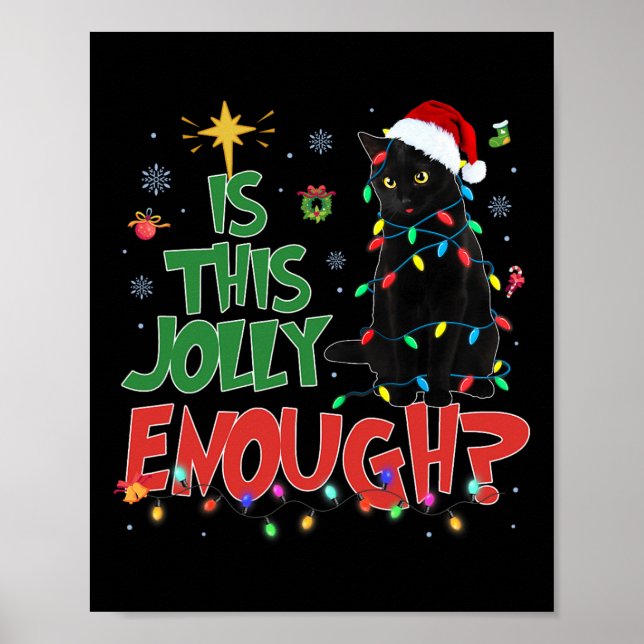 Den svarta katten God jul Träd L. Poster (Framsidan)