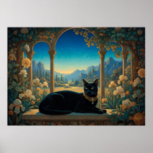 Den svarta katten i den gyllene loggian poster