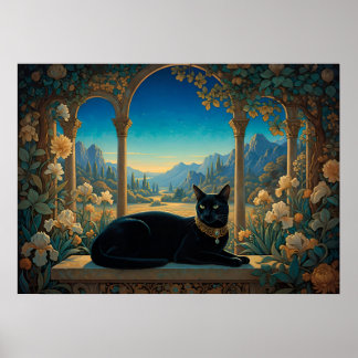 Den svarta katten i den gyllene loggian poster