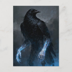 Den svarta kråkan med människoarmar mörk fantasy vykort
