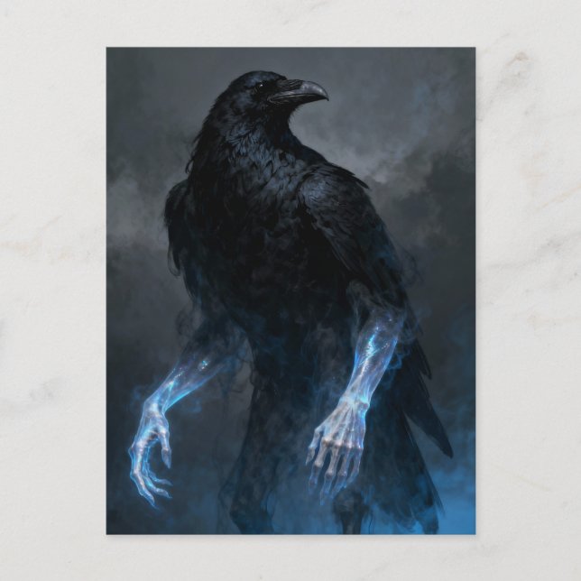 Den svarta kråkan med människoarmar mörk fantasy  vykort (Framsida)